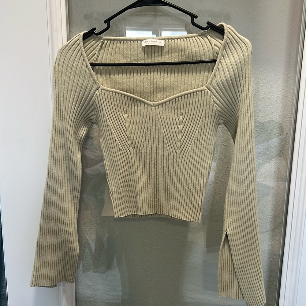 Bohme green crop sweater shirt size medium